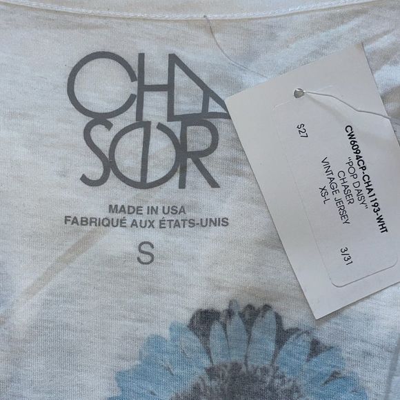 Chaser daisy print cap sleeve t-shirt sz S - Picture 3 of 3